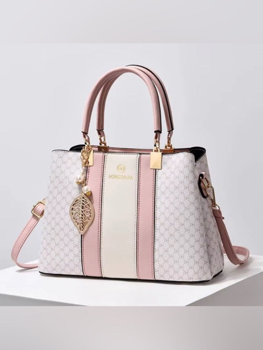 Pink & Cream Patterned Women’s Satchel